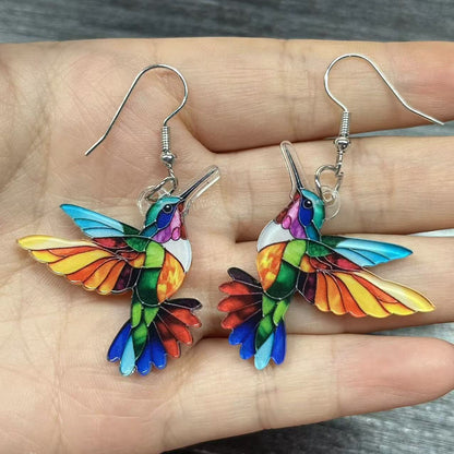 🐦 Pendientes Acrílicos con Pájaros Coloridos – Estilo Festival Primavera