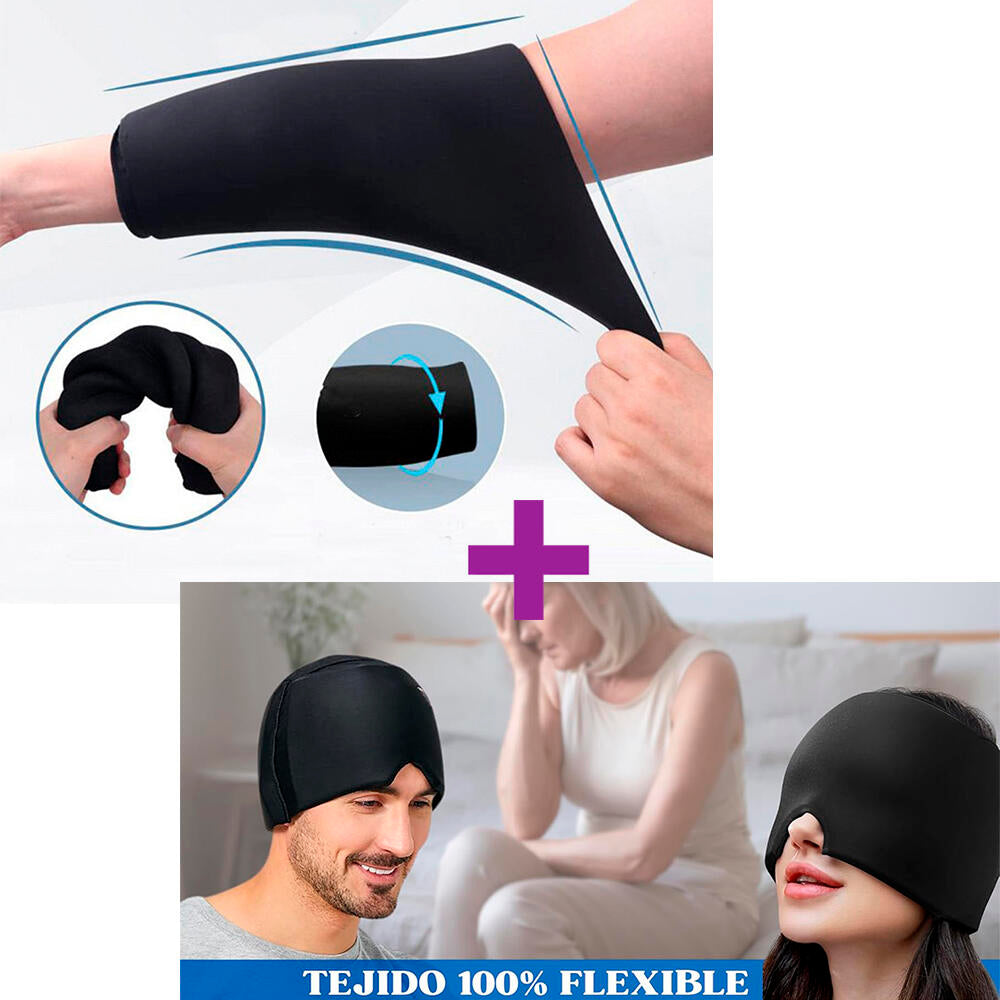Pack  de  Gorro de Gel para dolor de Cabeza y almohadilla de gel para rodillas, codos ...