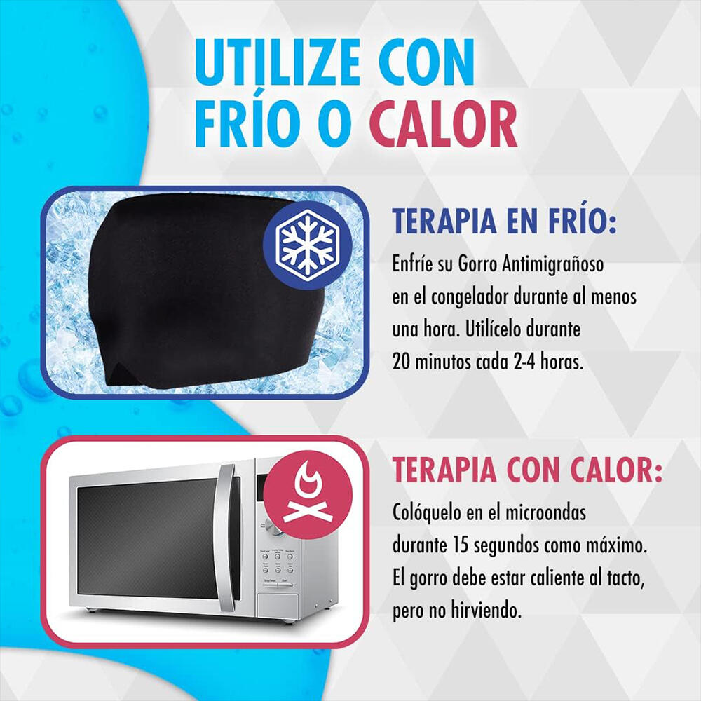 Gorro de Gel para alivio de dolor de cabeza y migraña, usable en frío o calor.
