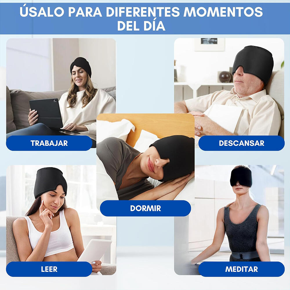 Gorro de Gel para alivio de dolor de cabeza y migraña, usable en frío o calor.