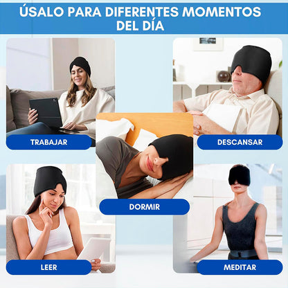 “Cuando el dolor aprieta, este gorro responde.”