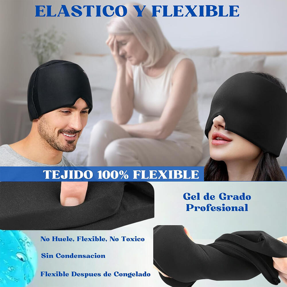 Gorro de Gel para alivio de dolor de cabeza y migraña, usable en frío o calor.