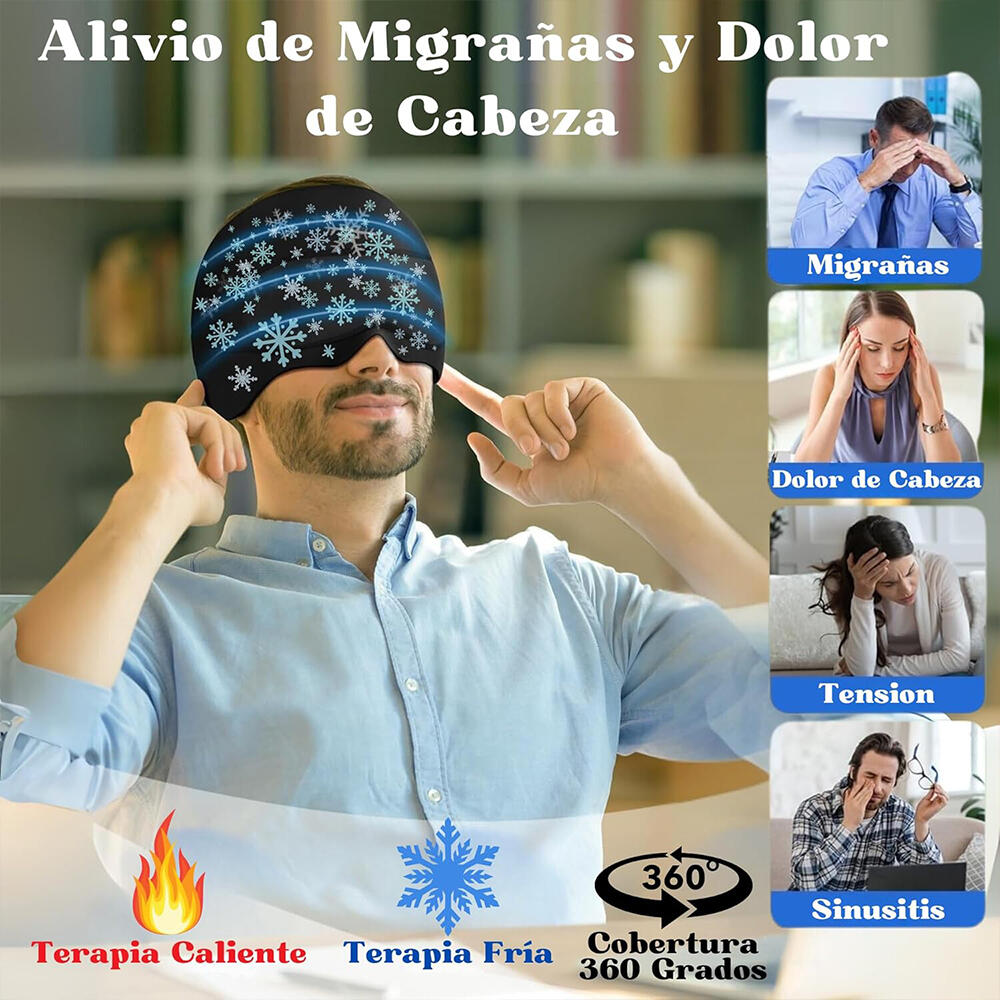 Gorro de Gel para alivio de dolor de cabeza y migraña, usable en frío o calor.