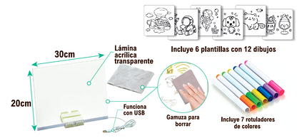 LED Tablero Acrílico.30x20cm Creativo