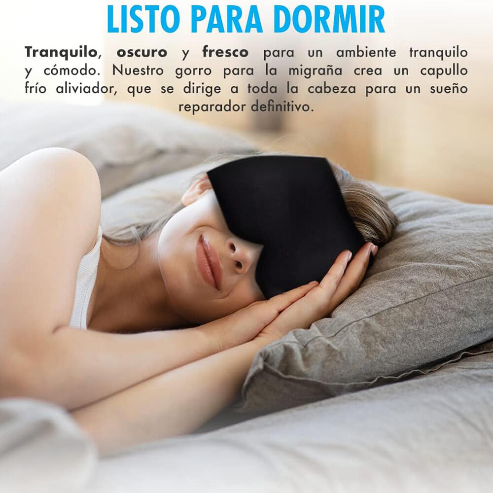 Gorro de Gel para alivio de dolor de cabeza y migraña, usable en frío o calor.